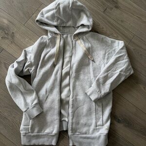 Vuori Light Gray Zip Hoodie with Hood and Pockets Size small